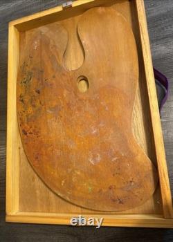 VTG Lee Boynton Hand Made Wood Artist Palette & Case Curved Board 24 USA Made