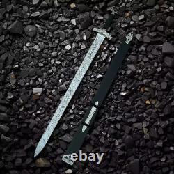 Viking N0rthman Sword, Hand Made Damascus Steel Blade Double Edge Blade
