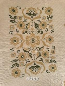 Vintage 1950'sUSA HANDMADE Quilted & Cross StitchedNo Holes or TearsNiceBR