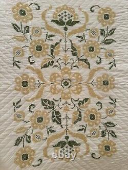 Vintage 1950'sUSA HANDMADE Quilted & Cross StitchedNo Holes or TearsNiceBR