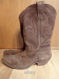 Vintage 1977 Stewart Boot Co Fine Hand Made USA Cowboy Suede Leather Boots 9EE