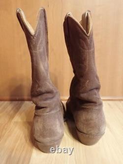 Vintage 1977 Stewart Boot Co Fine Hand Made USA Cowboy Suede Leather Boots 9EE
