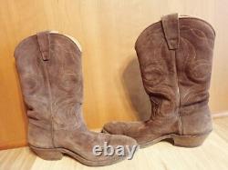 Vintage 1977 Stewart Boot Co Fine Hand Made USA Cowboy Suede Leather Boots 9EE