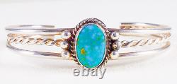 Vintage 925 Sterling Silver Native Navajo Turquoise Three Strand Cuff Bracelet