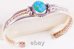 Vintage 925 Sterling Silver Native Navajo Turquoise Three Strand Cuff Bracelet