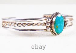 Vintage 925 Sterling Silver Native Navajo Turquoise Three Strand Cuff Bracelet
