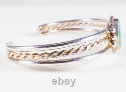 Vintage 925 Sterling Silver Native Navajo Turquoise Three Strand Cuff Bracelet