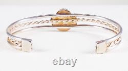 Vintage 925 Sterling Silver Native Navajo Turquoise Three Strand Cuff Bracelet