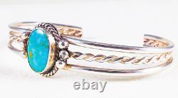 Vintage 925 Sterling Silver Native Navajo Turquoise Three Strand Cuff Bracelet
