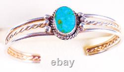 Vintage 925 Sterling Silver Native Navajo Turquoise Three Strand Cuff Bracelet