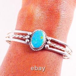 Vintage 925 Sterling Silver Native Navajo Turquoise Three Strand Cuff Bracelet