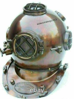 Vintage Diving Divers Helmet Solid Copper & Brass 18' U. S Navy Mark V Antique