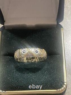 Vintage Hand Crafted 18kt and Sterling Sapphire Ring 8 3/4 made in USA