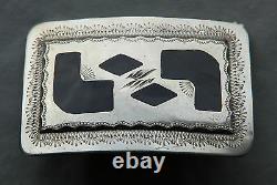 Vintage Hand Engraved Black Inlay Western Belt Buckle Made in USA