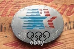 Vintage Hand Made USA Olympic Inlay Western Belt Buckle