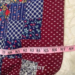 Vintage Handmade, Hand Stitched Queen Size Americana Quilt 87x85