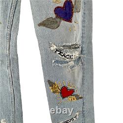 Vintage Leslie Hamel Hand Painted Levi's 32x34 Made in USA 90s 80s Distressed