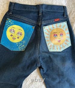 Vintage Made In The USA Wranglers Hand Painted Sun And Moon