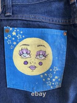 Vintage Made In The USA Wranglers Hand Painted Sun And Moon