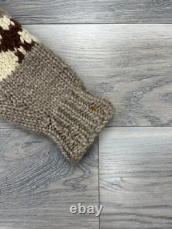 Vintage Made in USA Hand Knit Cowichan Full Zip Wool Cardigan Tallon Zipper