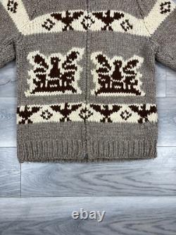 Vintage Made in USA Hand Knit Cowichan Full Zip Wool Cardigan Tallon Zipper