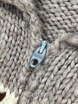 Vintage Made in USA Hand Knit Cowichan Full Zip Wool Cardigan Tallon Zipper