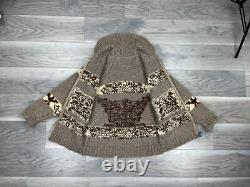 Vintage Made in USA Hand Knit Cowichan Full Zip Wool Cardigan Tallon Zipper