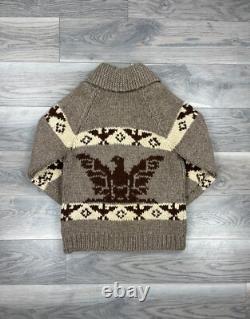 Vintage Made in USA Hand Knit Cowichan Full Zip Wool Cardigan Tallon Zipper