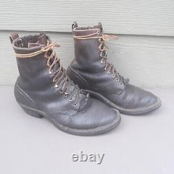 Vintage Men's White's Handmade Spokane WA Work Boots Size 9B Brown Vibram Logger