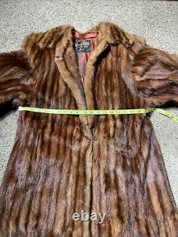 Vintage Miller Amber Mink MUSKRAT Long Full Fur Coat With Cuffs