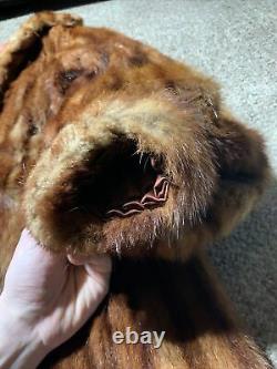 Vintage Miller Amber Mink MUSKRAT Long Full Fur Coat With Cuffs