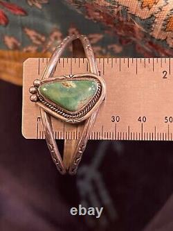 Vintage Native American Turquoise Sterling Cuff Size 6. Some Flex