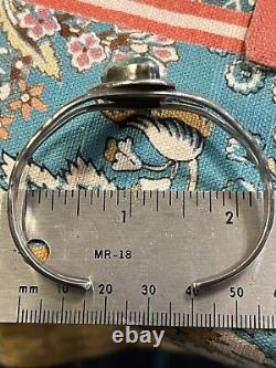 Vintage Native American Turquoise Sterling Cuff Size 6. Some Flex