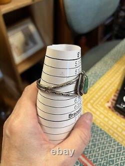 Vintage Native American Turquoise Sterling Cuff Size 6. Some Flex