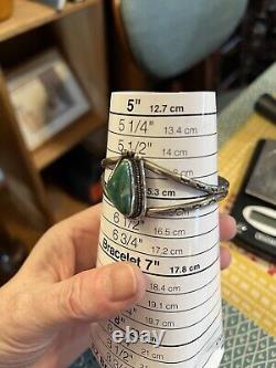 Vintage Native American Turquoise Sterling Cuff Size 6. Some Flex