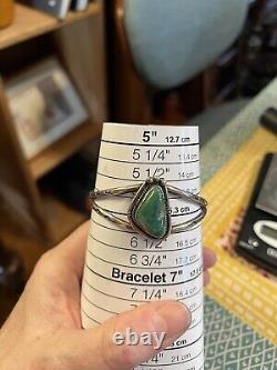 Vintage Native American Turquoise Sterling Cuff Size 6. Some Flex
