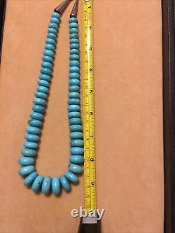 Vintage Navajo Handmade Natural Blue Turquoise Bead Beaded Necklace