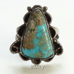 Vintage Navajo Native American Turquoise Ring Size 6.75 Hand Made Sterling