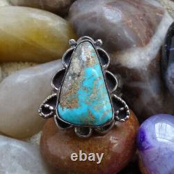 Vintage Navajo Native American Turquoise Ring Size 6.75 Hand Made Sterling