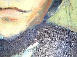 Vintage Original Les Leffingwell'Time Review Campus' Portrait On Canvas Signed