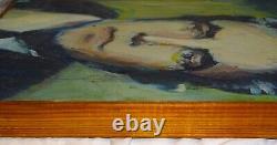 Vintage Original Les Leffingwell'Time Review Campus' Portrait On Canvas Signed
