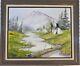 Vintage Original Oil On Canvas Native American Encampment Landscape Painting