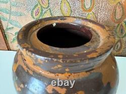 Vintage Ozark Roadside Tourist Stoneware Pottery Crock Vase Orange and Gray