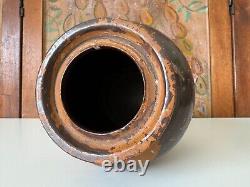 Vintage Ozark Roadside Tourist Stoneware Pottery Crock Vase Orange and Gray