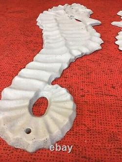 Vintage PAIR 15 Cast Aluminum Textured Seahorse Flat Wall Sculpture BEACH DECOR