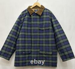 Vintage POLO RALPH LAUREN Tartan Plaid Waxed Fabric Plaid Field Jacket Sz XL