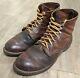 Vintage Red Wing Men's 9.5 Red Leather Boots Cork Old Made In Usa Hand Stitched