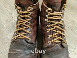 Vintage Red Wing Men's 9.5 Red Leather Boots Cork OLD Made in USA Hand Stitched