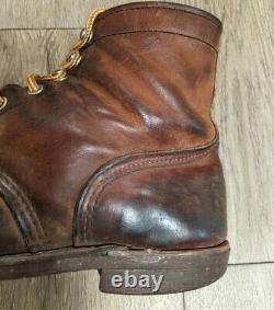 Vintage Red Wing Men's 9.5 Red Leather Boots Cork OLD Made in USA Hand Stitched