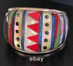 Vintage Ring BIG COLOR Cloak weaved pattern Dance Tribal Native First Nations 11